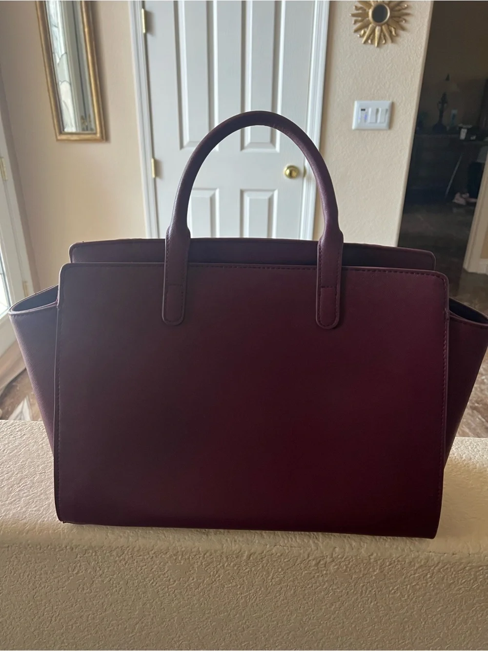 Stella & Max Wine Red Textured Panel Satchel